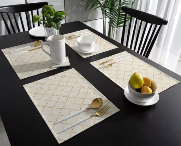 Modern Geometric Heat-Resistant Placemats – Eco-Friendly Polyester Table Mats