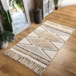 Chic Diamond Boho Cotton Runner Rug with Tassels