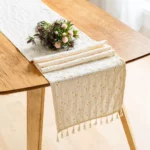 Elegant Daisy Tassel Table Runner