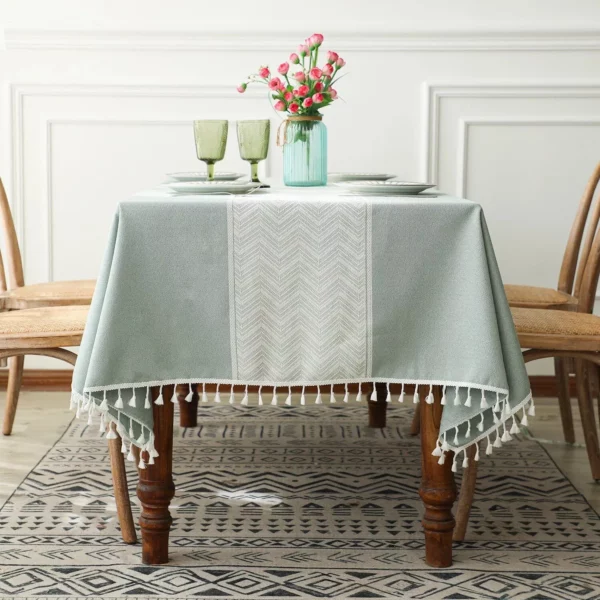 Elegant Nordic Rectangular Tablecloth with Tassel