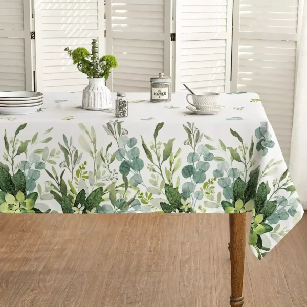 Elegant Spring Eucalyptus Waterproof Tablecloth for All Occasions