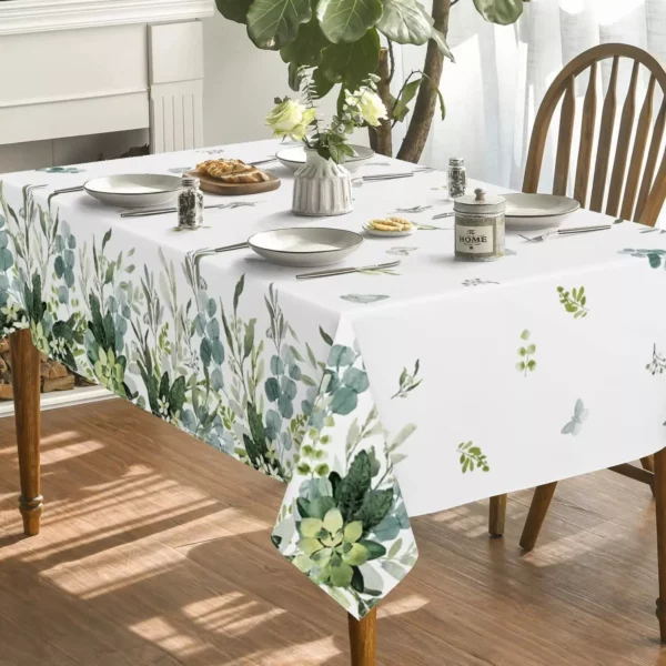 Elegant Spring Eucalyptus Waterproof Tablecloth for All Occasions