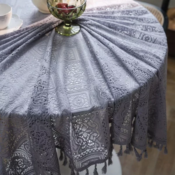 Elegant Handmade Lace Crochet Round Tablecloth