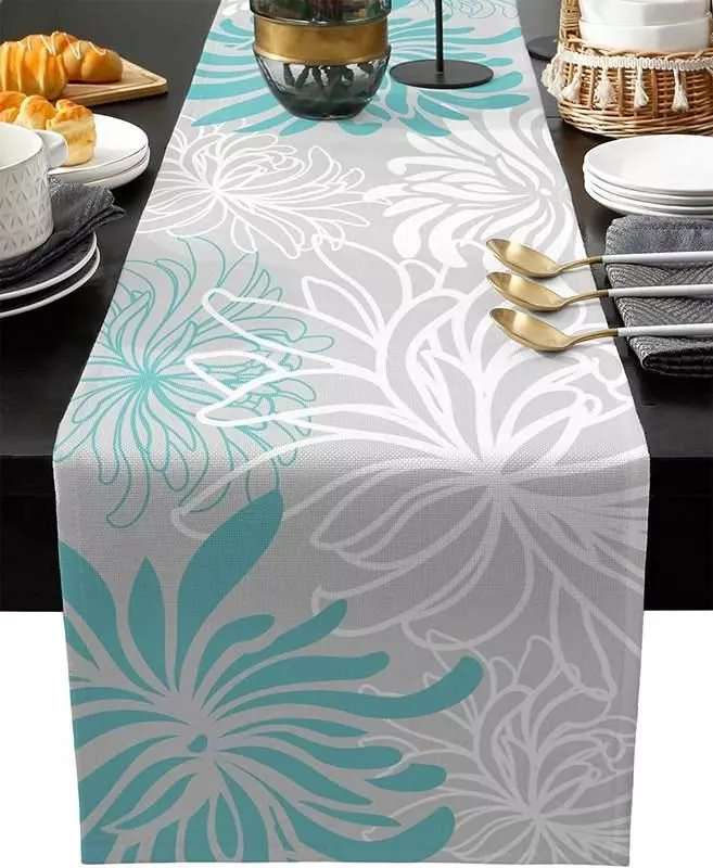 Personalized Floral Linen Table Runner