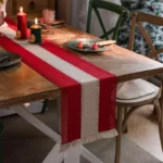 Chic Geometric Cotton Linen Table Runner with Tassel