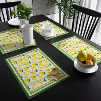 Charming Lemon Plaid Linen Placemat – Heat Resistant, Eco-Friendly Table Decor