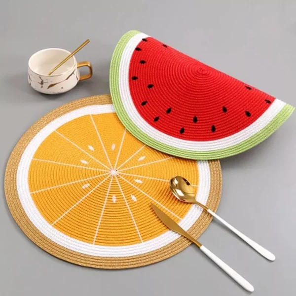 Charming Watermelon Lemon Round Placemats – Eco-Friendly Table Mats for Home Decor