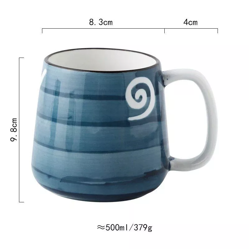 Hand-Painted Japanese Ceramic Mug – 500ml Large Porcelain Coffee & Tea Cup