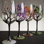 Enchanted Seasons Glass Goblet - Artistic Tree Design Wine Glass for Special Occasions