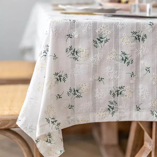 Charming Korean-Style Floral Cotton Tablecloth