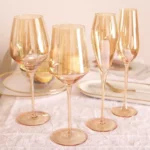 Elegant Amber Crystal Wine & Champagne Glasses - Handmade Goblet Set for Special Occasions