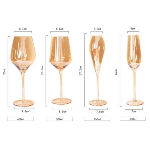 Elegant Amber Crystal Wine & Champagne Glasses – Handmade Goblet Set for Special Occasions
