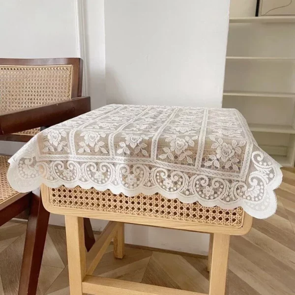 Elegant Vintage Lace Embroidered Tablecloth