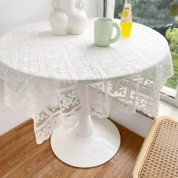 Elegant Vintage Lace Embroidered Tablecloth
