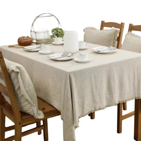 Boho Chic Cotton-Linen Tablecloth with Tassels