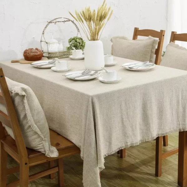 Boho Chic Cotton-Linen Tablecloth with Tassels