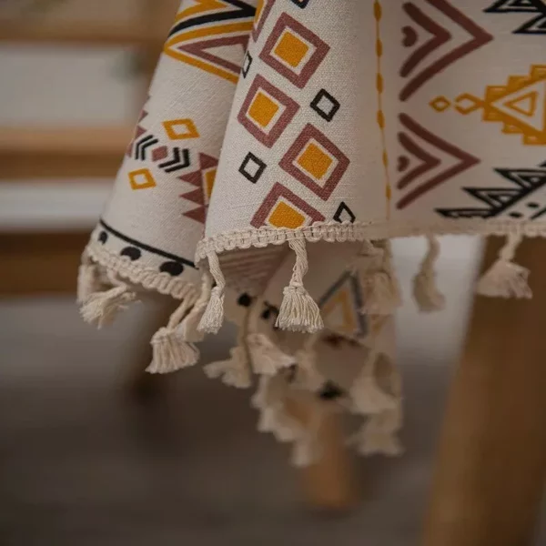 Bohemian Chic Waterproof & Oil-Proof Cotton-Linen Tablecloth with Tassels