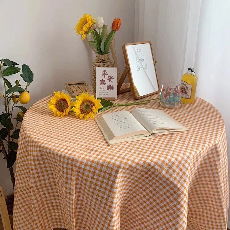 Elegant Korean-Style Plaid Tablecloth