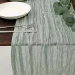 Elegant Sage Gauze Table Runner for Vintage and Modern Decor