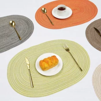 Hand-Woven Linen Oval Placemats – Modern Eco-Friendly Table Mats