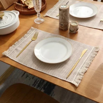 Elegant Jute & Linen Tassel Table Mats – Prairie Chic Rectangular Placemats for Home & Events