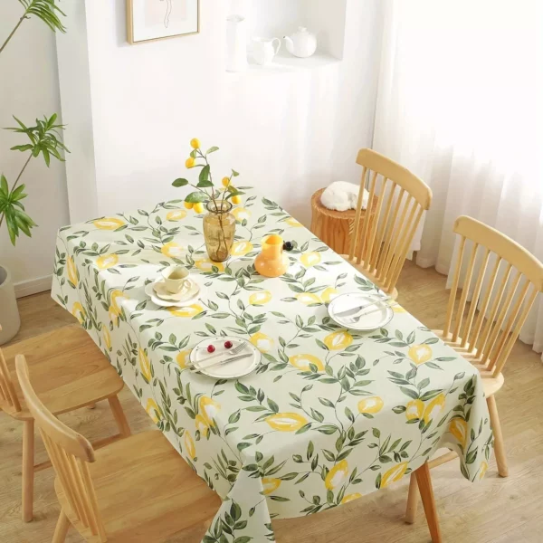 Chic Lemon-Patterned Waterproof Vinyl Tablecloth