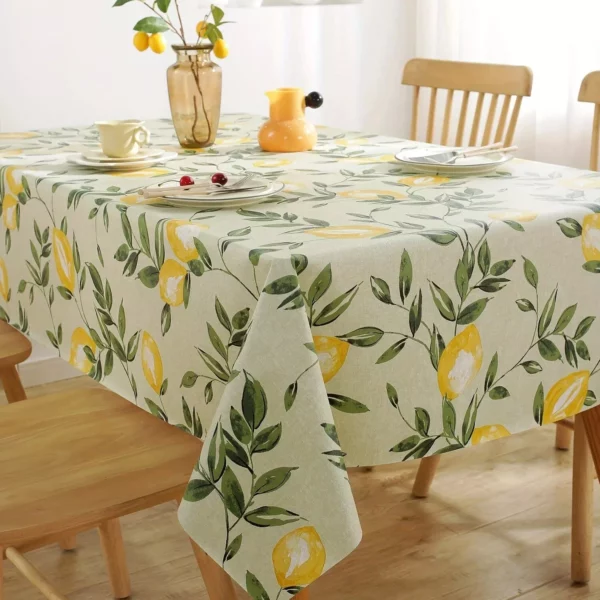 Chic Lemon-Patterned Waterproof Vinyl Tablecloth