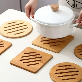 Elegant Bamboo Trivet Mat Set – Heat Resistant & Eco-Friendly Kitchen Pads