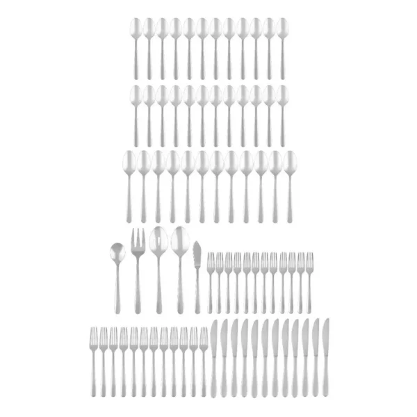 Stainless Steel 77-Piece Flatware Set, Service for 12 with Tea Spoon & Serve Set