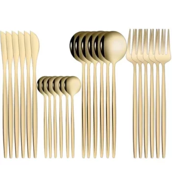 Elegant 24-Piece Gold Stainless Steel Dinnerware Set for 6