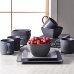 Modern Dark Gray 16-Piece Ceramic Dinnerware Set