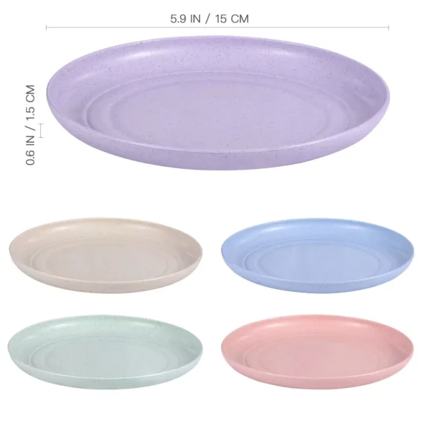 Eco-Friendly Wheat Straw Dinner Plates – 5pcs Unbreakable and Lightweight Set