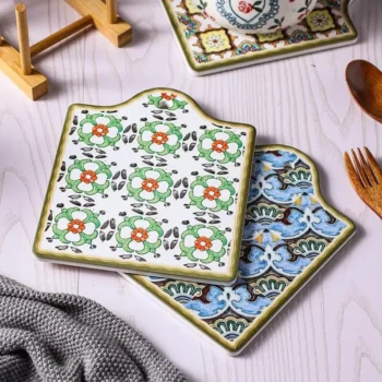 Moroccan Ceramic Heat Pad – Eco-Friendly Cork Trivet Pot Holder & Wall Ornament