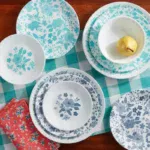 12-Piece Floral Dinnerware Set in Teal