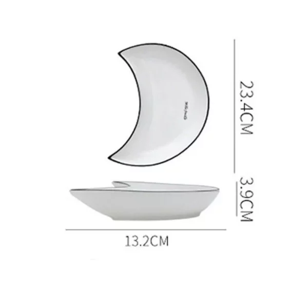 Elegant Moon Shaped White Ceramic Plate Set for Stylish Dining