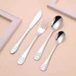 Kids' Adorable Cartoon Bear Stainless Steel Cutlery Set