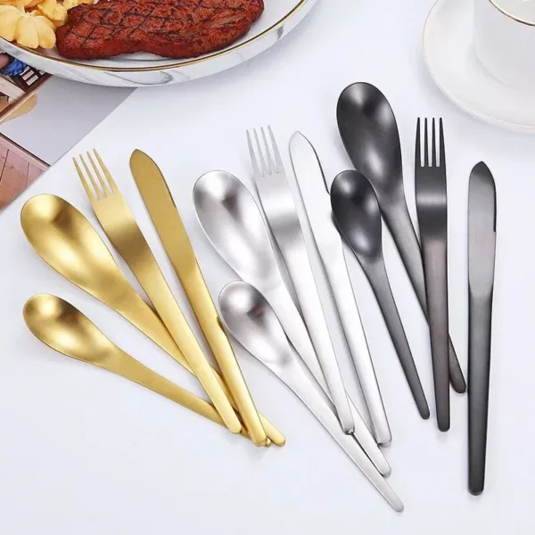 16-Piece Elegant Matte Gold Stainless Steel Cutlery Set