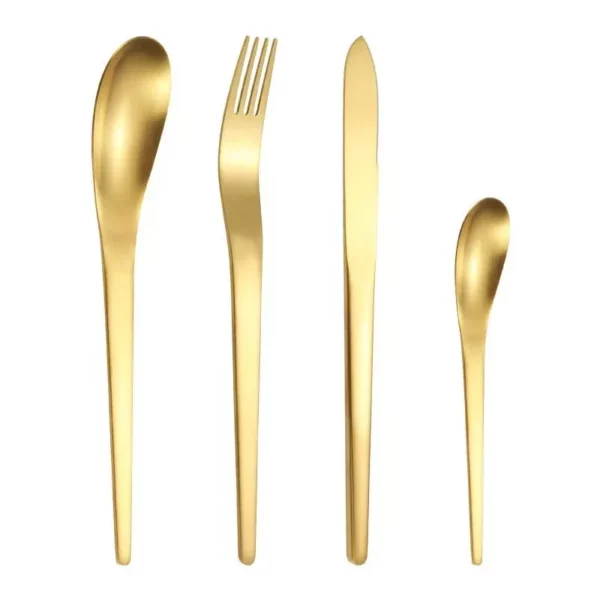 16-Piece Elegant Matte Gold Stainless Steel Cutlery Set