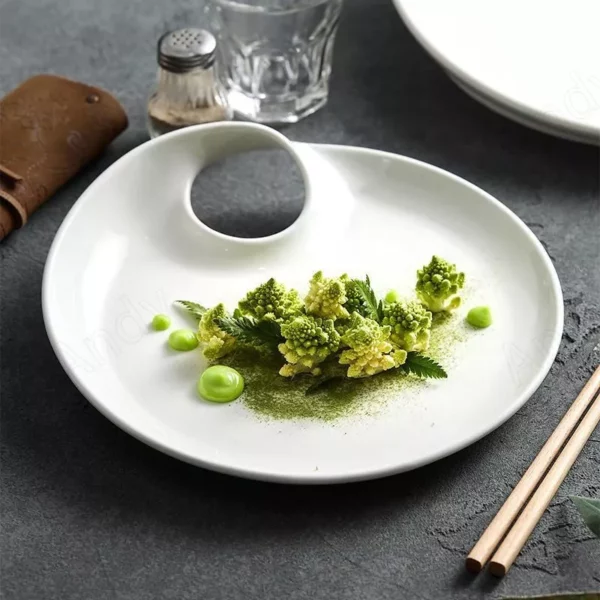 Elegant White Ceramic Round Plate