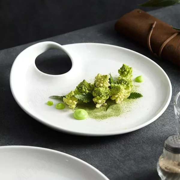 Elegant White Ceramic Round Plate