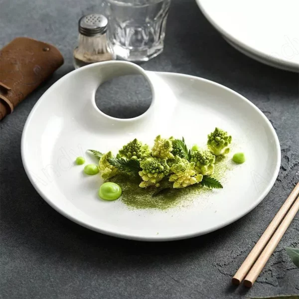 Elegant White Ceramic Round Plate - Image 2