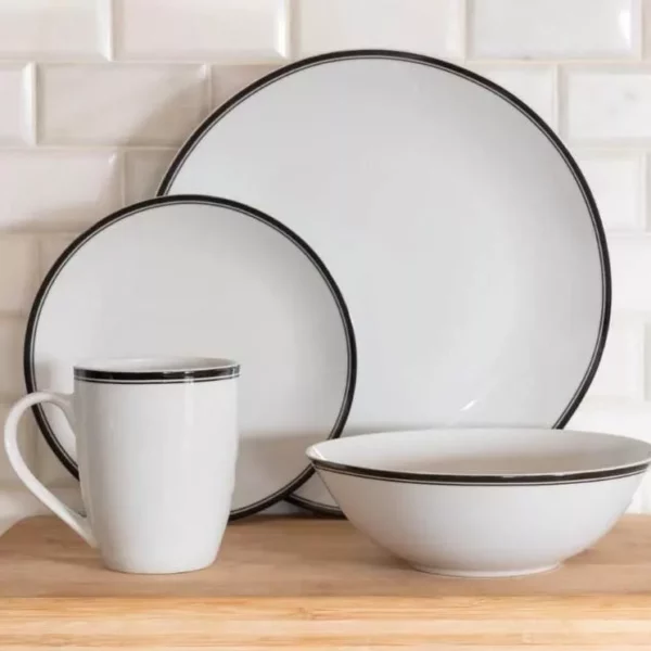 Elegant Black 16-Piece Ceramic Dinnerware Set