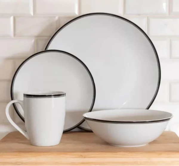 Elegant Black 16-Piece Ceramic Dinnerware Set