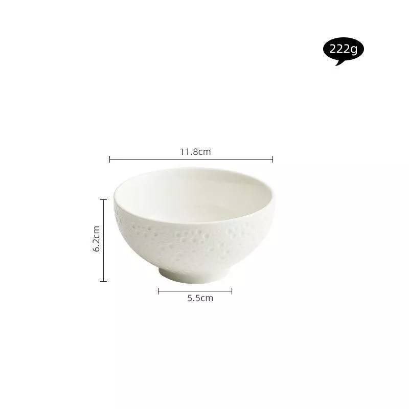 Elegant White Ceramic Rice Bowl Set