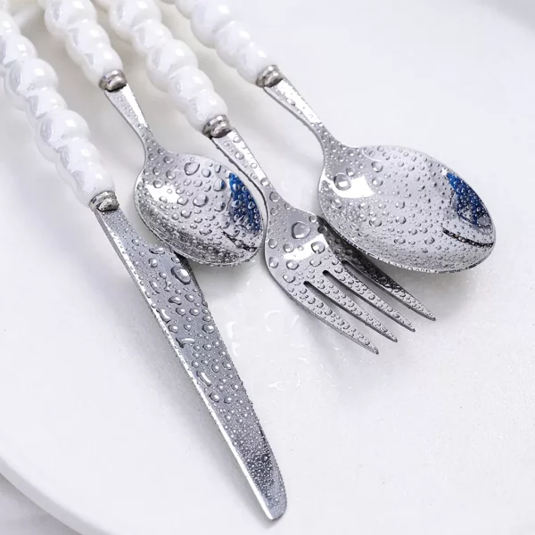 Luxurious European Pearl-Style Stainless Steel Cutlery Set