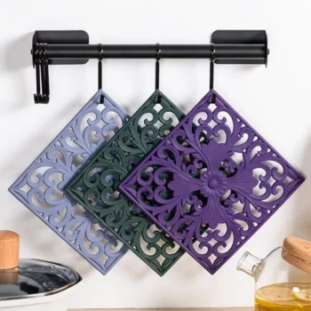 Modern Square Silicone Heat-Resistant Mats – Set of 3, Kitchen and Table Decor