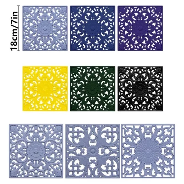 Modern Square Silicone Heat-Resistant Mats – Set of 3, Kitchen and Table Decor