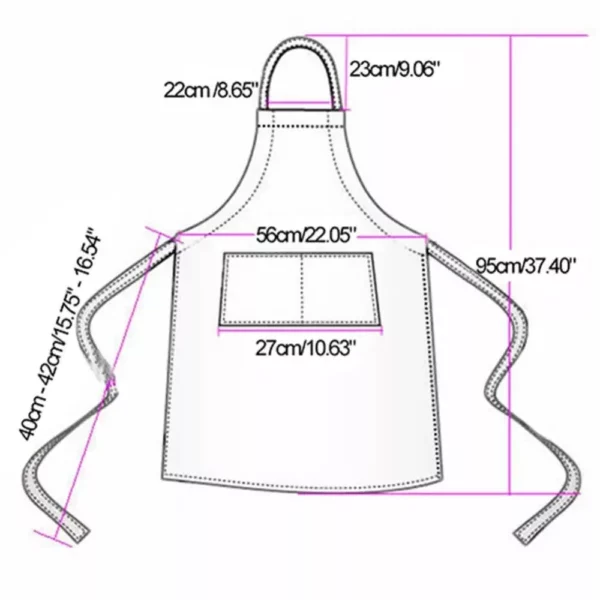 Adjustable Black and White Stripe Bib Apron with Pockets for Men and Women - Image 7