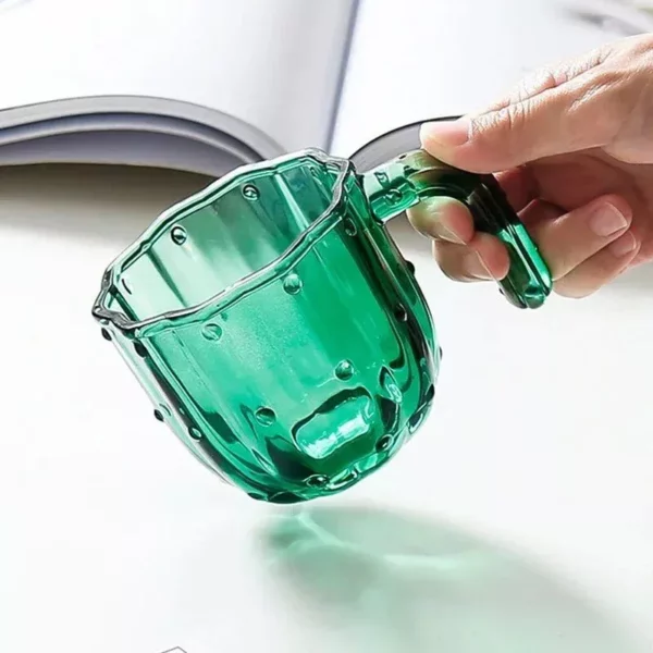 Cactus-Themed Stackable Glass Mug Set for Coffee, Tea & More