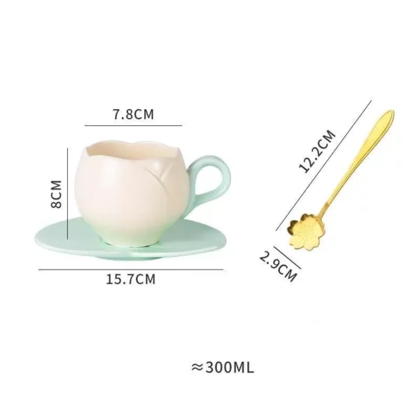 Charming 300ML Ceramic Flower Mug with Spoon – Ideal for Couples & Home Decor